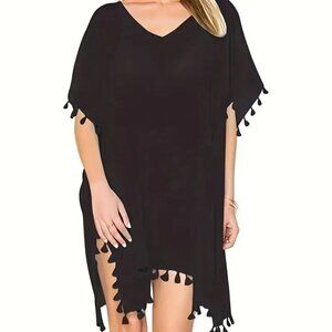 Chiffon V-Neck Ruffled Beach Cover-Up